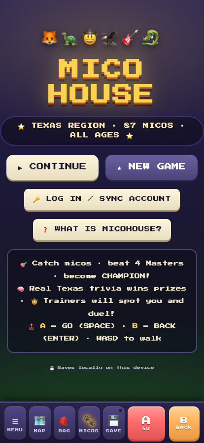MicoHouse title screen
